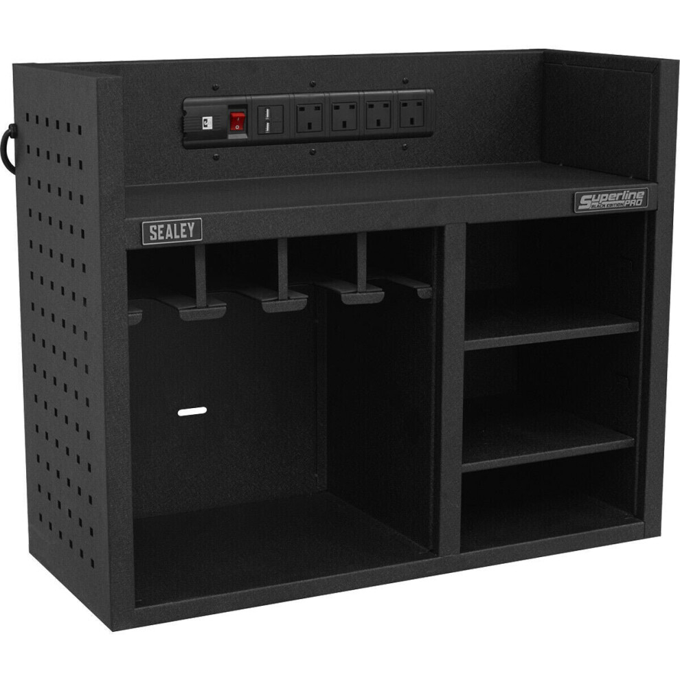 Loops 760Mm Power Tool Storage Rack - Fitted Power Strip - Holds 4 Power Tools