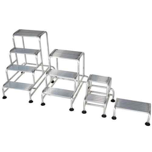 Loops 1m Tall Stable Steps Sturdy Aluminium Frame 500mm Wide 4 Tread Step Ladder 2