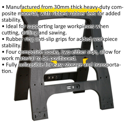 Loops Heavy Duty Folding Workshop Trestle - Rubber Feet - 810mm Height - Composite 1