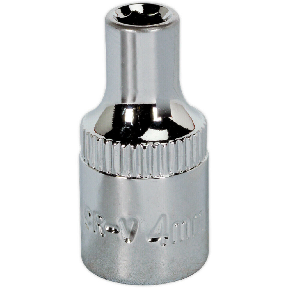 Loops 4Mm Forged Steel Drive Socket - 1/4" Square Drive - Polished Chrome Vanadium