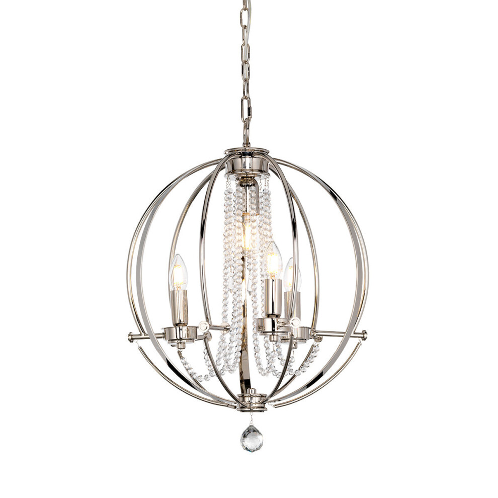 Loops 3 Bulb Chandelier Highly Polished Nickel Finish Plated Led E14 60W Light