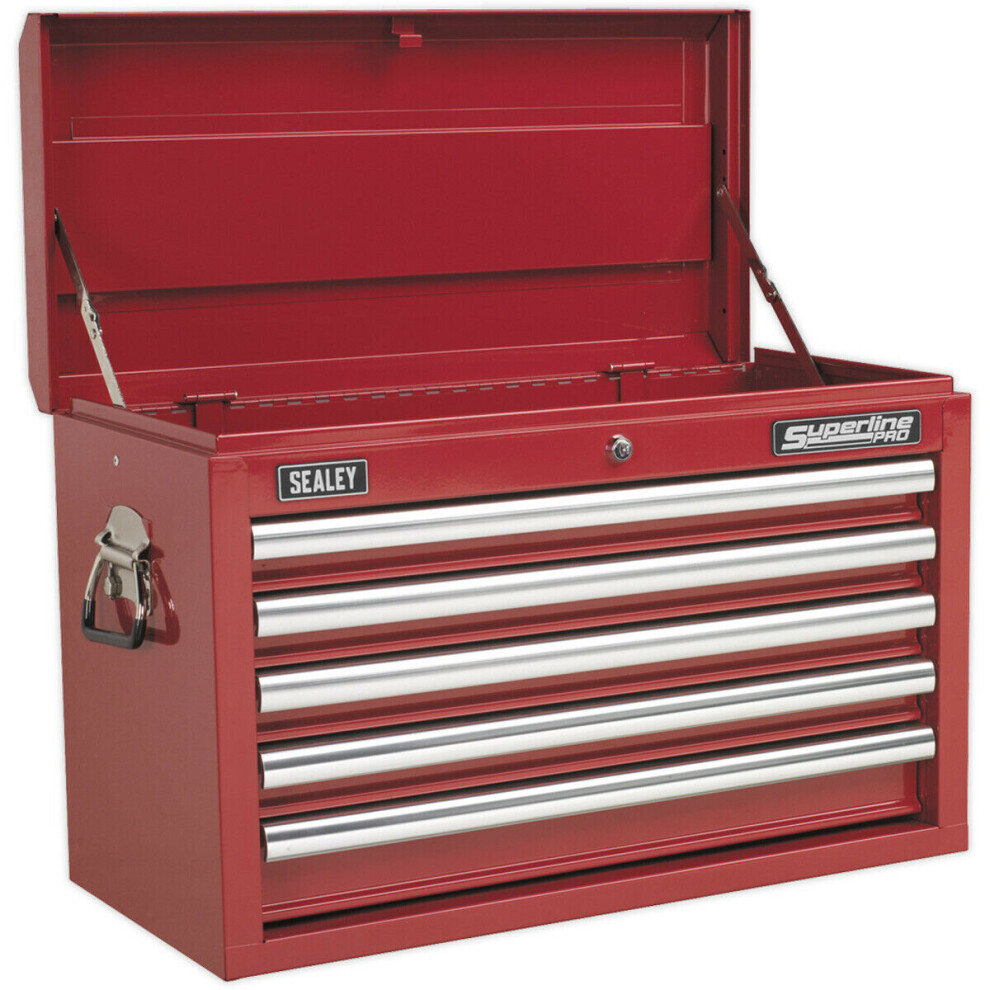 660 X 315 X 425Mm Red 5 Drawer Topchest Tool Chest Lockable Storage Unit Cabinet 5056524257456