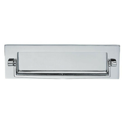 Loops Inward Opening Letter Plate with Knocker 226mm Fixing Centres Polished Chrome 1