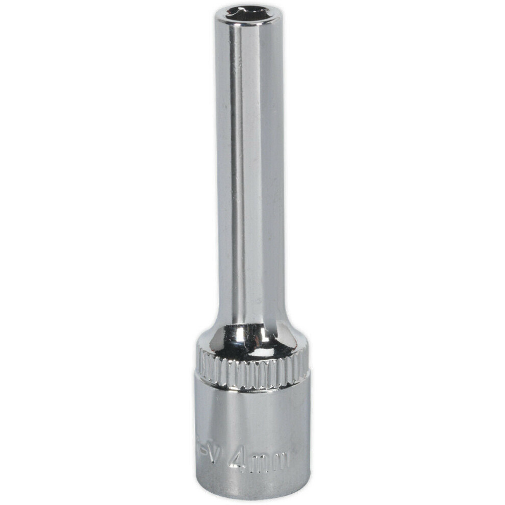 Loops 4Mm Forged Steel Deep Drive Socket - 1/4" Square Drive Polished Chrome Vanadium