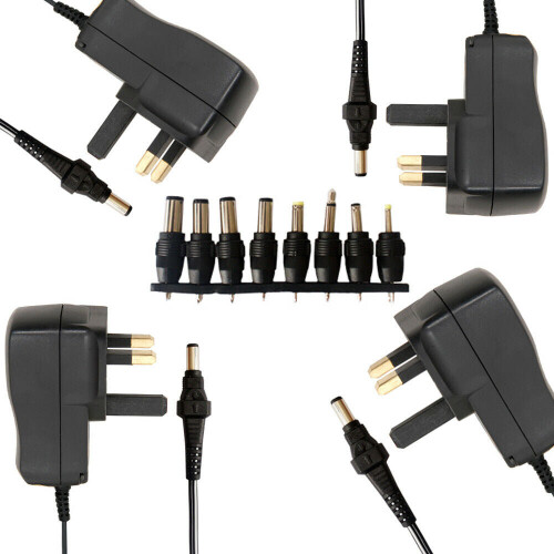 Loops Universal UK Mains Power Supply 3–12V DC, 2.25A (27W) Switch-Mode Adapter with Multi-Connector – Code 916 1