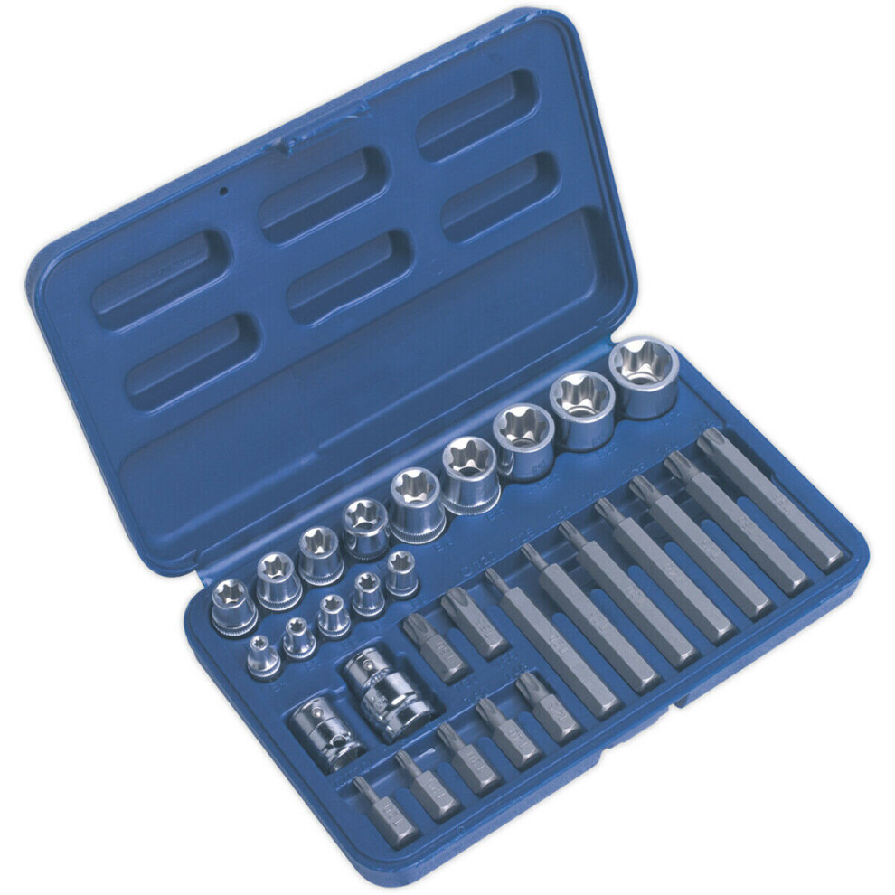 30pc TRX Star Socket & Hex Bit Set - 1/4" 3/8" 1/2" Square Drive - Male & Female