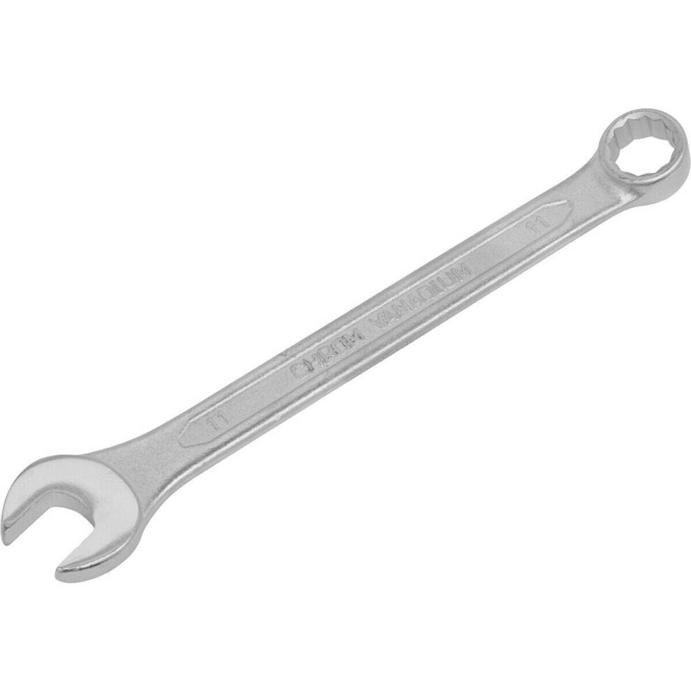 Loops 11Mm Combination Spanner - Fully Polished Heads - Chrome Vanadium Steel