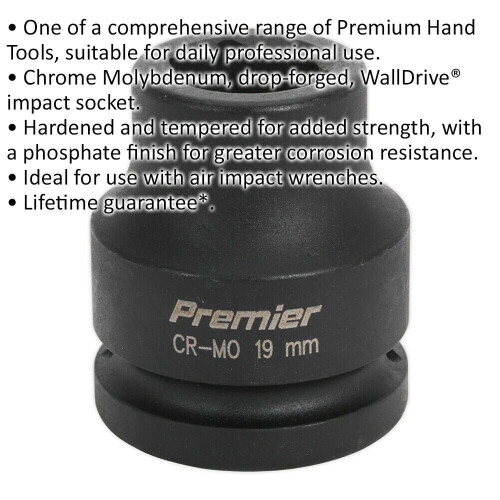 Loops 19mm Forged Impact Socket - 3/4 Inch Sq Drive - Chromoly Impact Wrench Socket 1