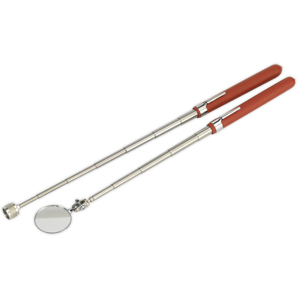 2 Piece Telescopic Magnetic Pick Up & Mirror Set - 40mm Mirror - 1.6kg Capacity