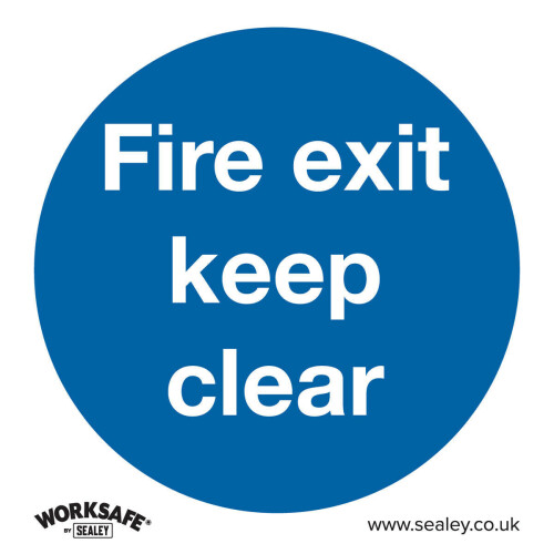 Loops 1x FIRE EXIT KEEP CLEAR Health & Safety Sign - Rigid Plastic 200 x 200mm Warning