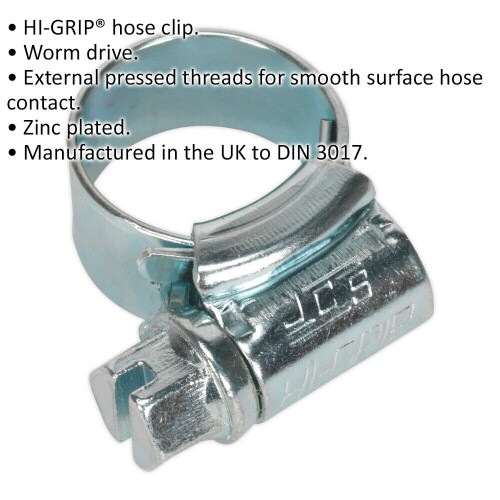 Loops 30 PACK Zinc Plated Hose Clip - 9.5 to 12mm Diameter - External Pressed Threads 1