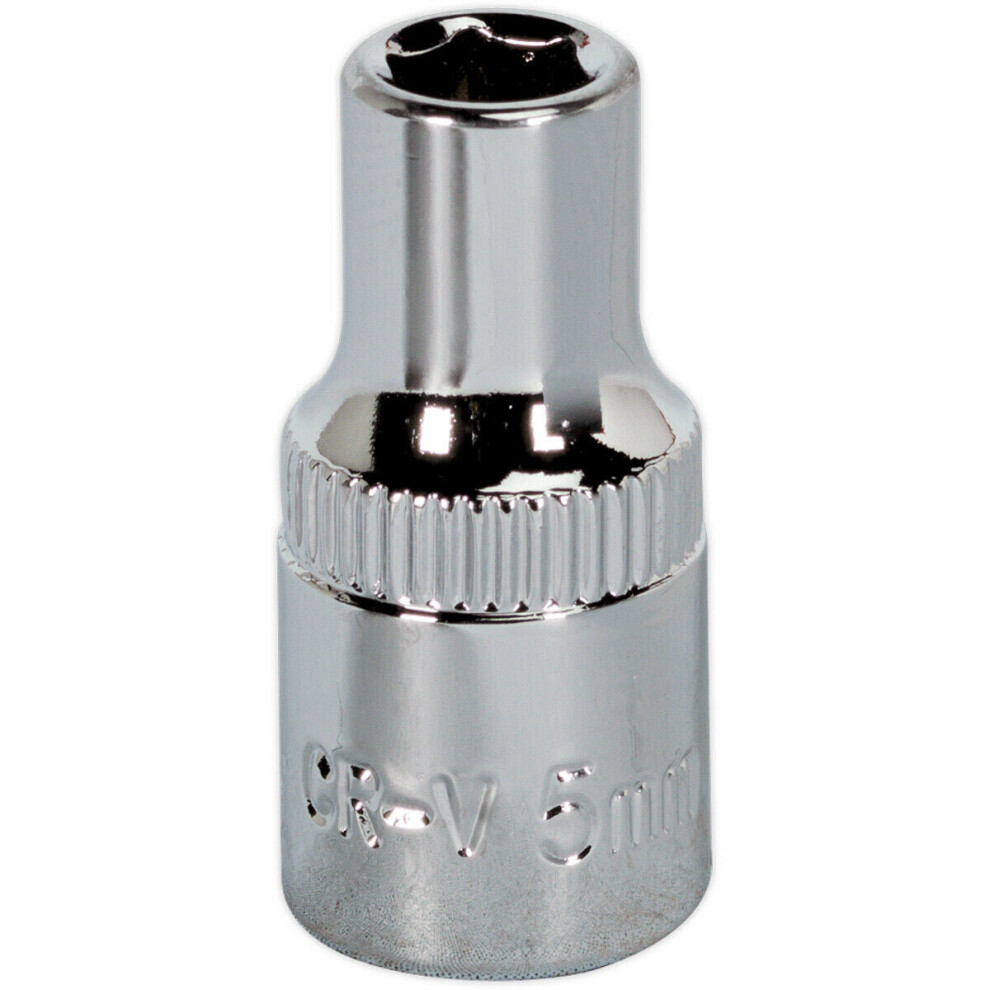 Loops 5Mm Forged Steel Drive Socket - 1/4" Square Drive - Polished Chrome Vanadium