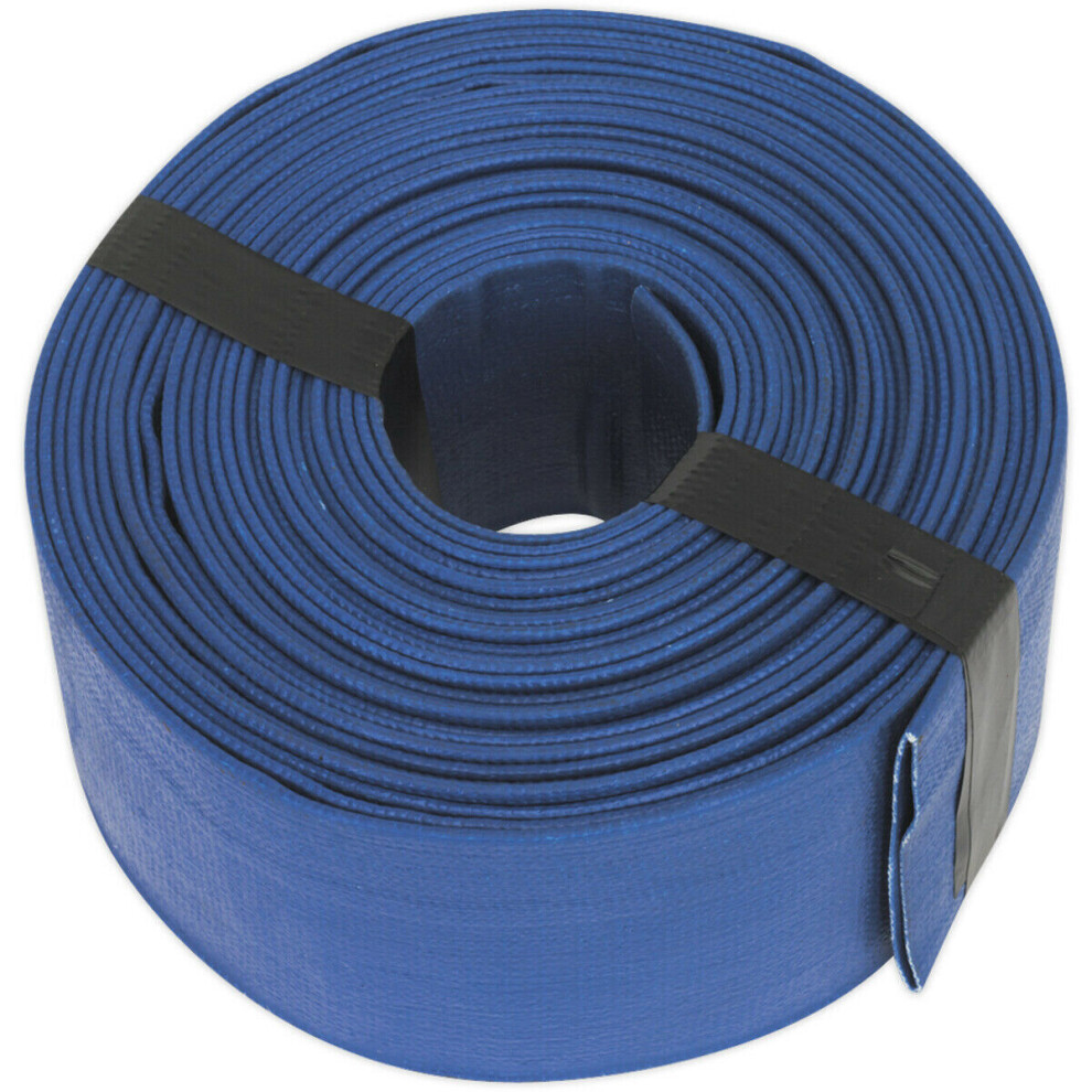 Reinforced PVC Layflat Hose - 50mm Dia - 10m Length - Water Discharge Hose Pipe