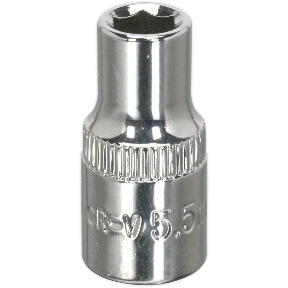 5.5mm Forged Steel Drive Socket - 1/4" Square Drive - Polished Chrome Vanadium