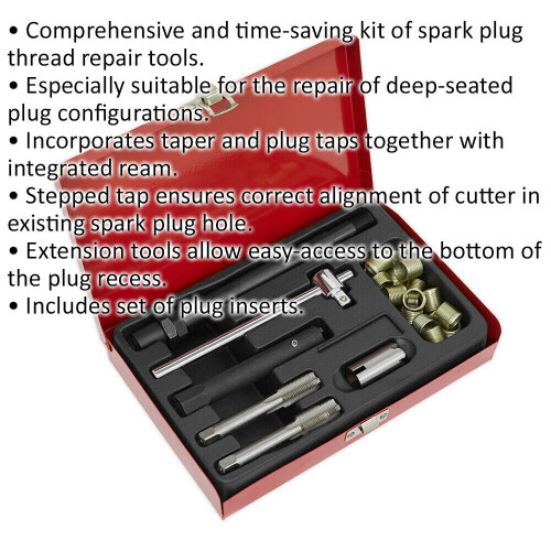 Loops Spark Plug Thread Repair Kit - Deep-Seated Plug Repair - Long Reach Extension 1