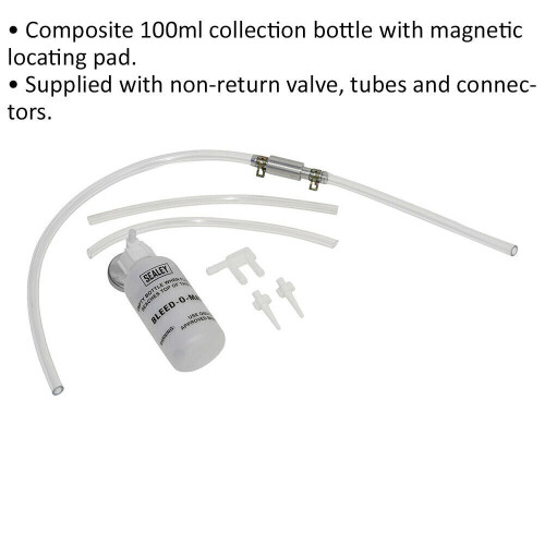 Loops Brake Bleeder Set with 100ml Composite Collection Bottle - Non-Return Valve 1