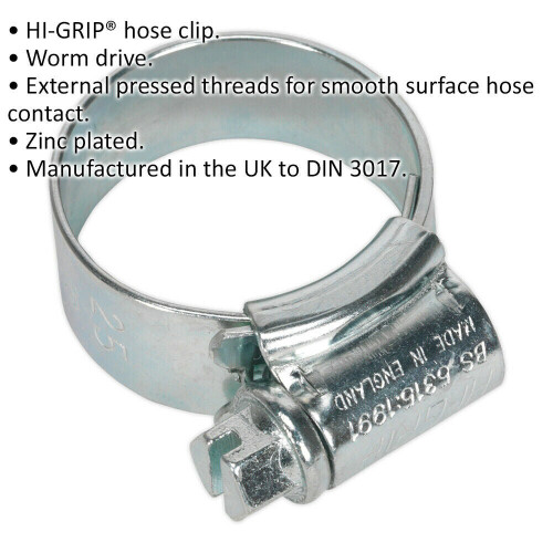 Loops 20 PACK Zinc Plated Hose Clip - 17 to 25mm Diameter - External Pressed Threads 1
