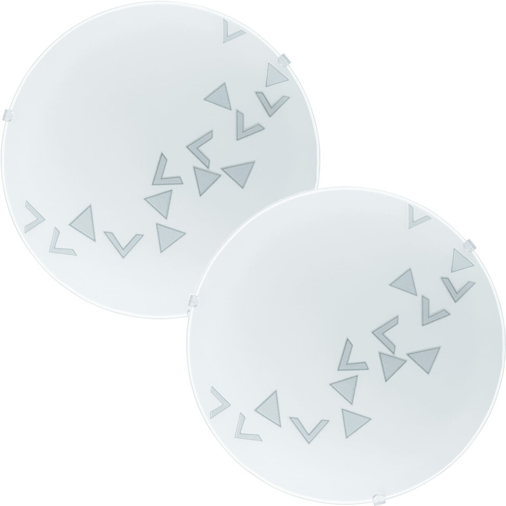 Loops 2 Pack Wall Flush Ceiling Shade Traingle Design Satin Glass E27 60W Light/White