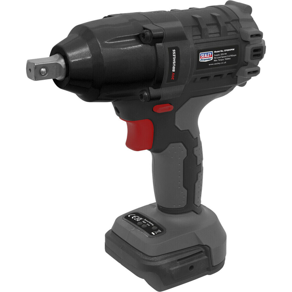 20V Brushless Impact Wrench - 1/2" Sq Drive - BODY ONLY - 700Nm Maximum Torque