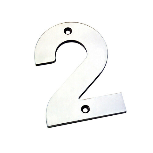 Loops 100mm Front Door Numerals '2' 81mm Fixing Centres Bright Stainless Steel 1