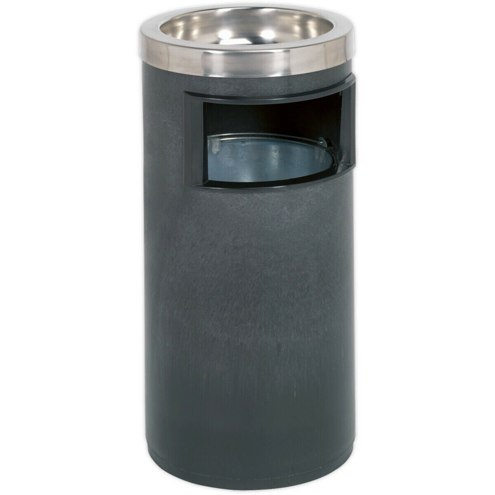 8 Litre Cigarette Ashtray and Litter Bin - Aluminium Lid - Metal Inner Liner