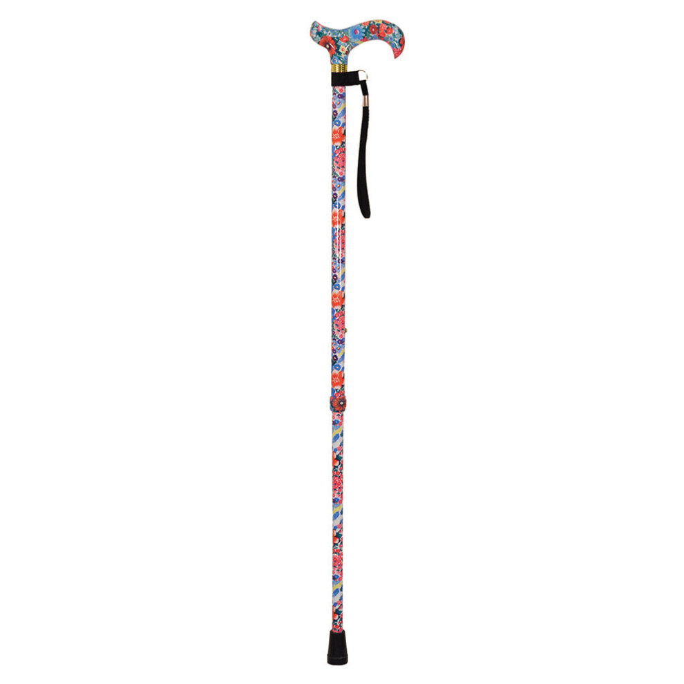 Deluxe Ambidextrous Walking Cane - 10 Height Settings - Floral Pattern