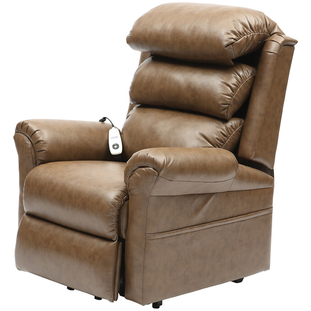 Wall Hugging Rise and Recline Lounge Chair - Wipe Clean PU Leather - Nutmeg-image-OPC-P8WKKBP-NEW