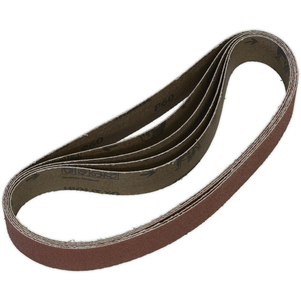 5 PACK - 30mm x 540mm Sanding Belts - 60 Grit Aluminium Oxide Cloth Backed Loop