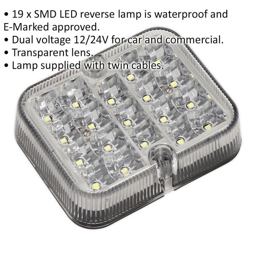 Loops Dual Voltage Reverse Lamp - 19 x SMD LED - 12V / 24V - Waterproof - E-Approved 1