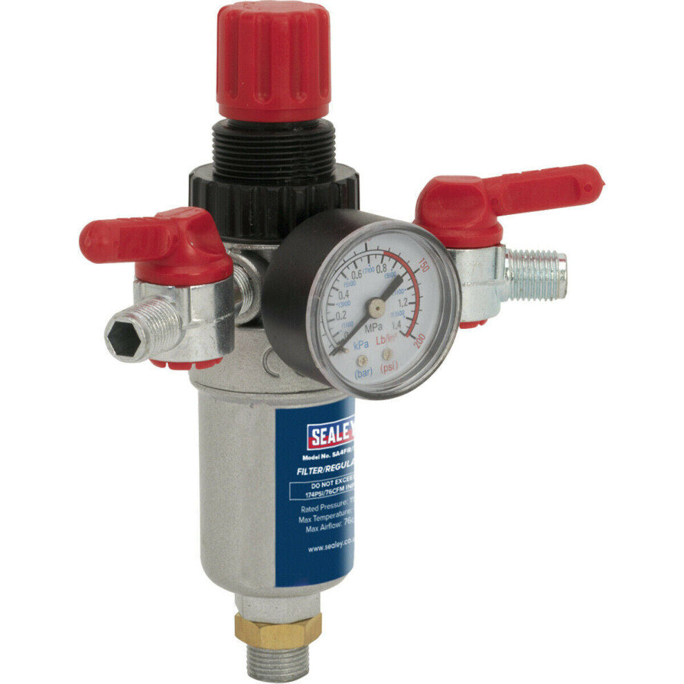 Heavy Duty Air Filter & Regulator - Airflow Control Knob - 76Cfm Max Airflow 5056581908841