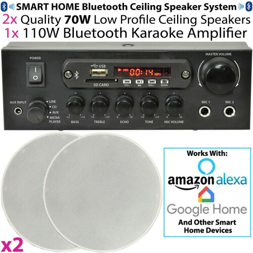 Loops Home Restaurant 2x Ceiling Speaker Bluetooth Wireless Background Music Amp Kit 1