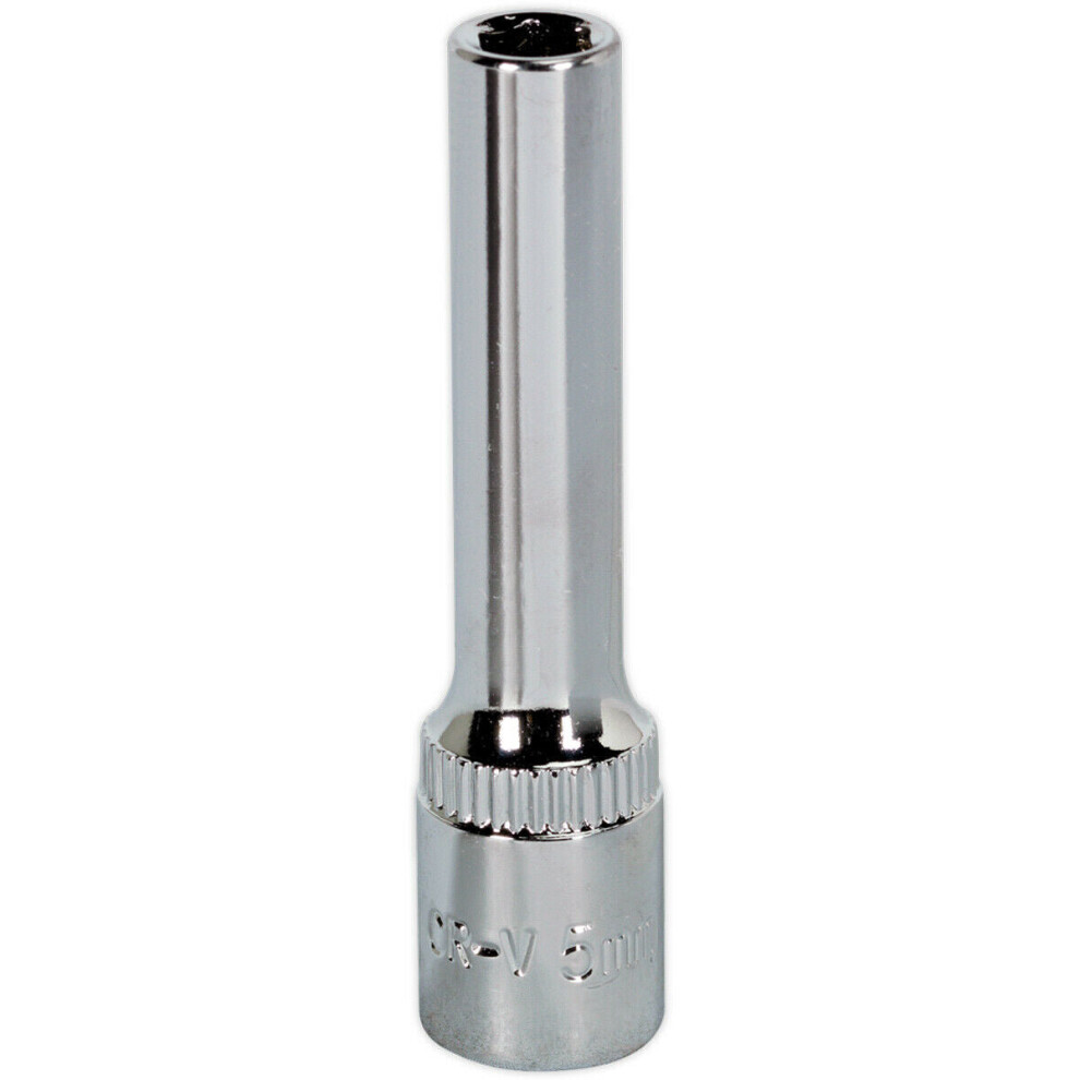 5mm Forged Steel DEEP Drive Socket - 1/4" Square Drive Polished Chrome Vanadium