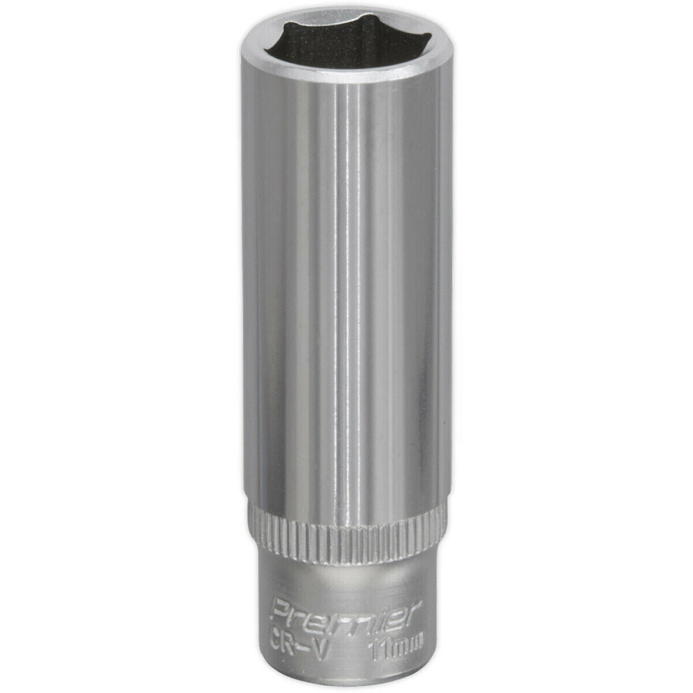 Loops 11Mm Forged Steel Deep Drive Socket 1/4" Square Drive Chrome Vanadium Socket