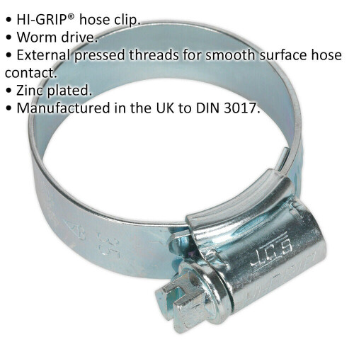Loops 20 PACK Zinc Plated Hose Clip - 25 to 35mm Diameter - External Pressed Threads 1