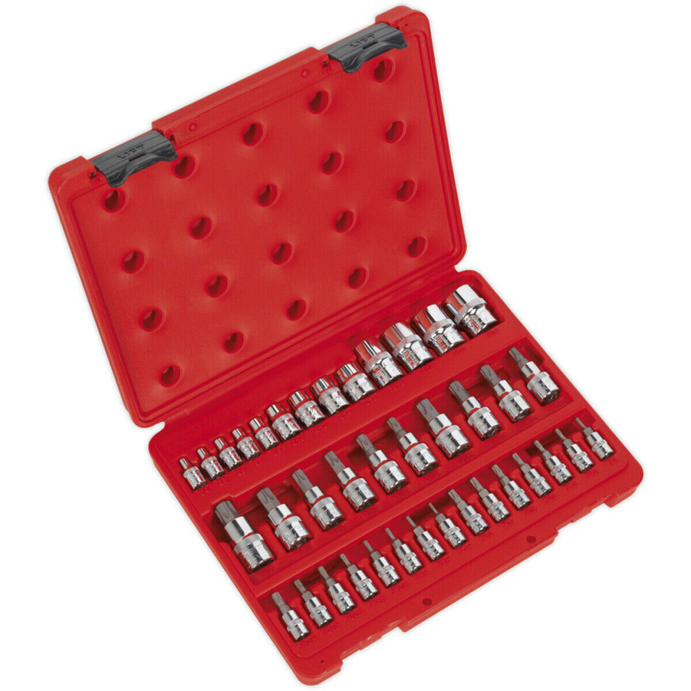 38Pc Trx Star Socket & Security Bit Set - 1/4" 3/8" 1/2" Sq Drive Male & Female