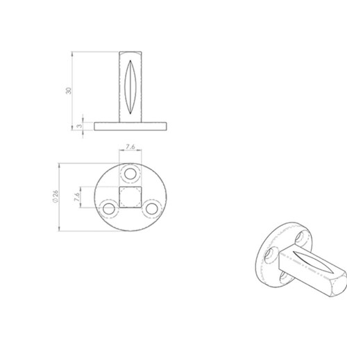 Loops Non Turn Door Handle Taylor Dummy Spindle 7.6mm Fixed Pull Handle Adapter 2