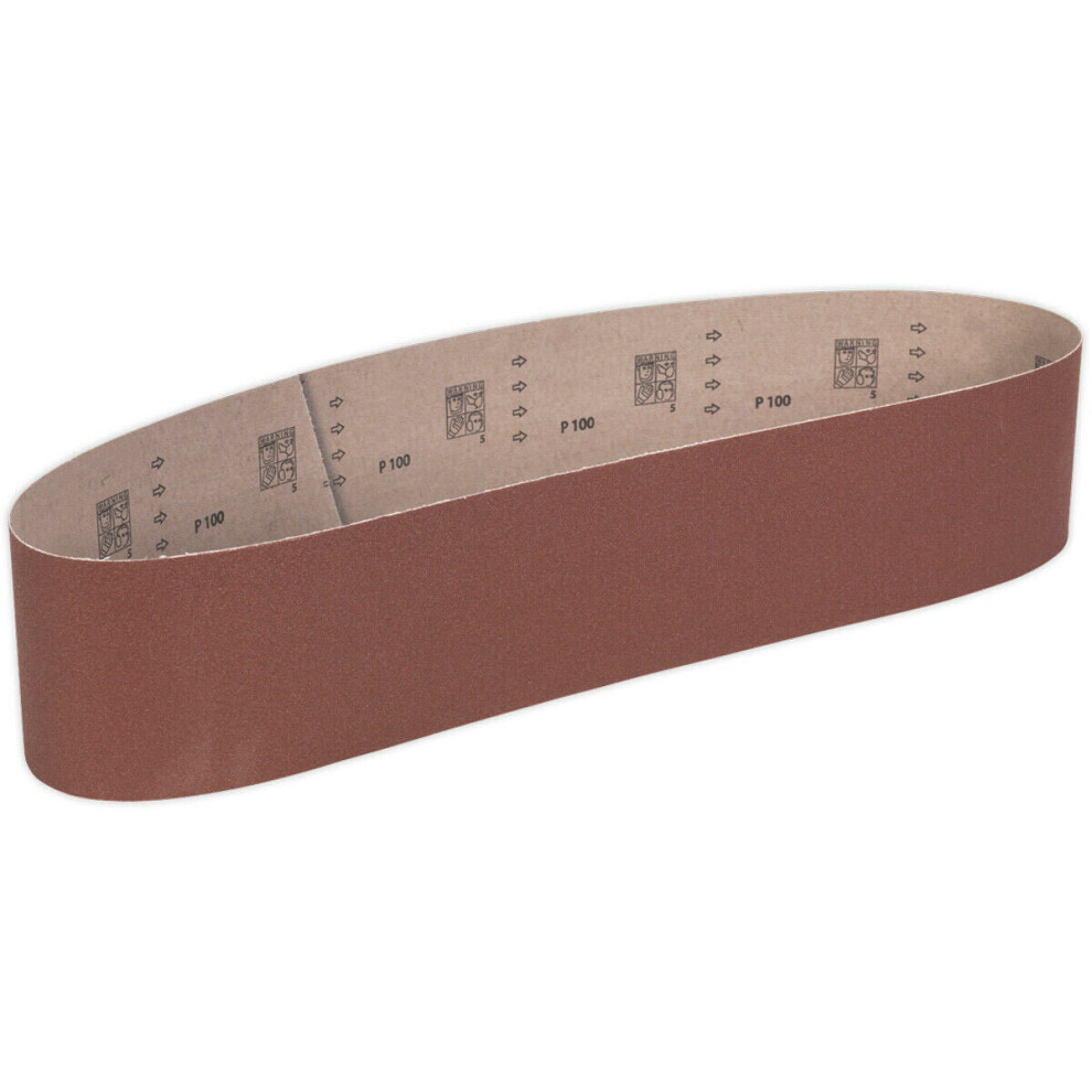 Premium 100Mm X 1220Mm Sanding Belt - 100 Grit Aluminium Oxide Cloth Backed Loop 5056581911117