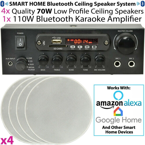 Loops Home Restaurant 4x Ceiling Speaker Bluetooth Wireless Background Music Amp Kit 1