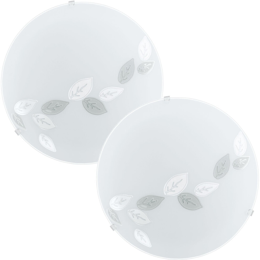 2 PACK Wall Flush Ceiling Light White Shade Leaf Design Satin Glass E27 1x60W-image-OPC-P8WKKGN-NEW