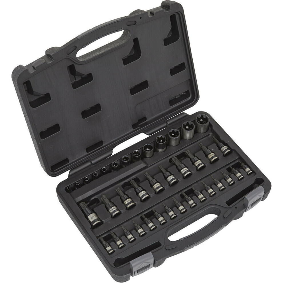 38 Pack Trx & Trx Security Bit Set - 1/4" 3/8" 1/2" Square Drive Socket S2 Steel 5056524247853