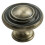 Loops Round Ringed Pattern Door Knob 32mm Diameter Antique Burnished Brass Handle 4