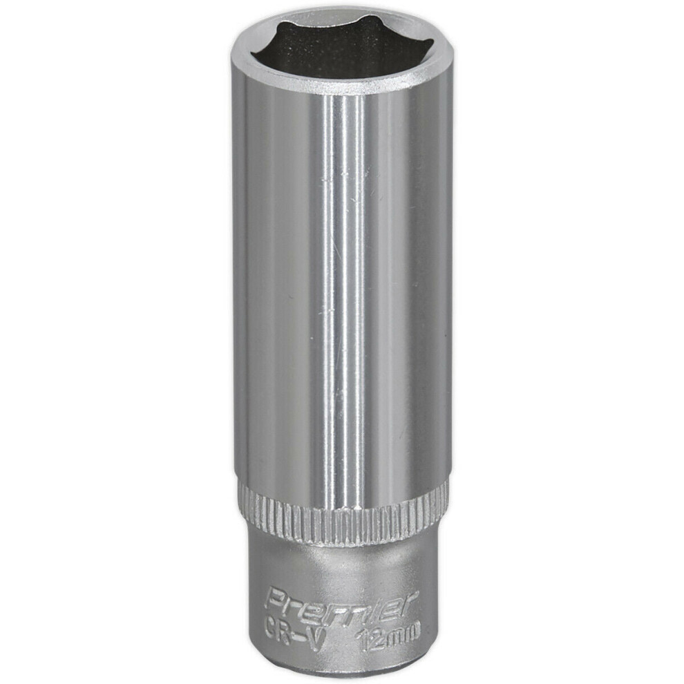 Loops 12Mm Forged Steel Deep Drive Socket 1/4" Square Drive Chrome Vanadium Socket