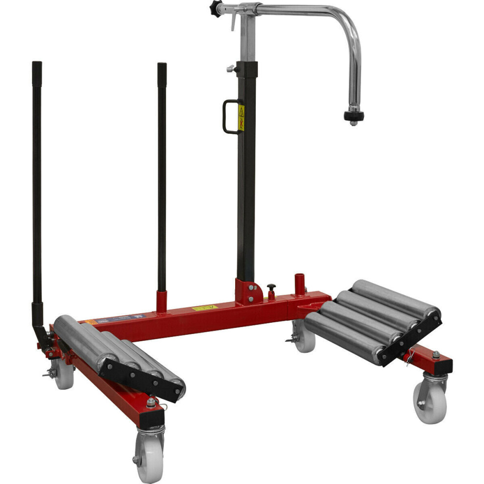 Loops 1200Kg Wheel Removal Trolley - Adjustable Rollers - Hydraulic Foot Pedal