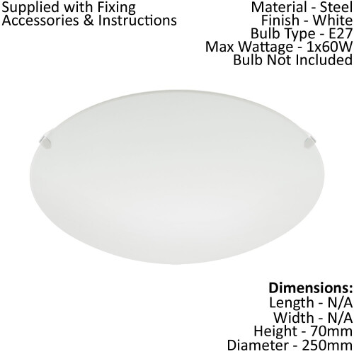 Loops Wall Flush Ceiling Light Colour White Shade White Satin Glass Bulb E27 1x60W 1