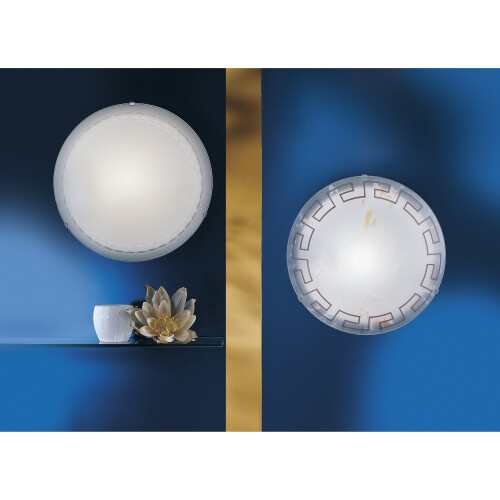 Loops Wall Flush Ceiling Light Colour White Shade White Satin Glass Bulb E27 1x60W 2