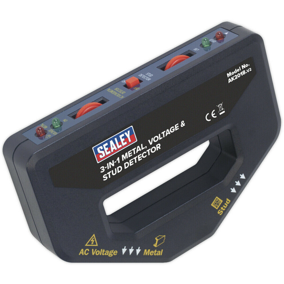 3-in-1 Metal Voltage & Stud Detector Tool - LED Display - 9V Battery Powered