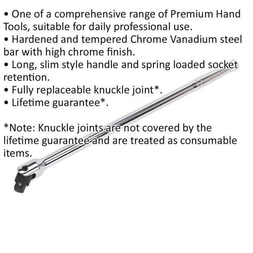 Loops 600mm Breaker Pull Bar - 3/4" Sq Drive Knuckle - Spring Loaded Socket Retention 1