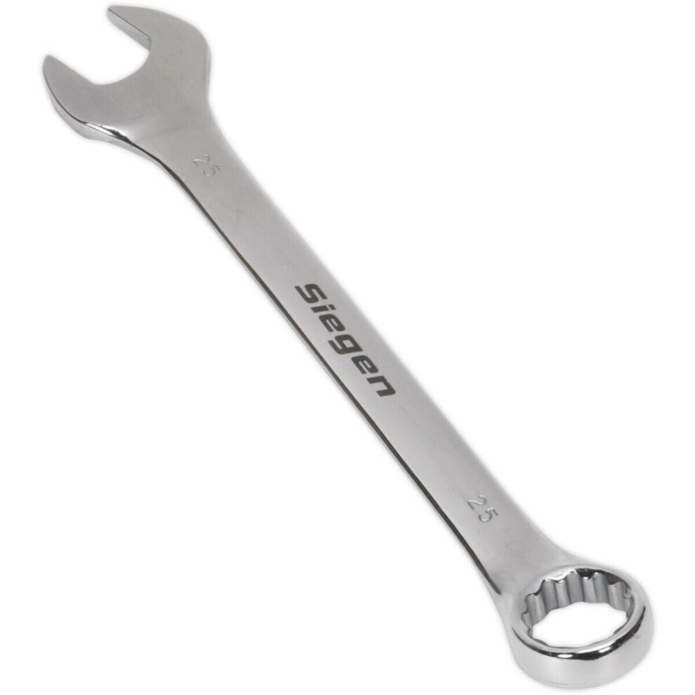 Hardened Steel Combination Spanner - 25mm - Polished Chrome Vanadium Wrench