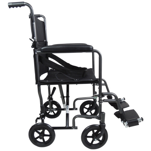 Loops Lightweight Steel Compact Attendant Propelled Transit Wheelchair - Hammered Grey 2