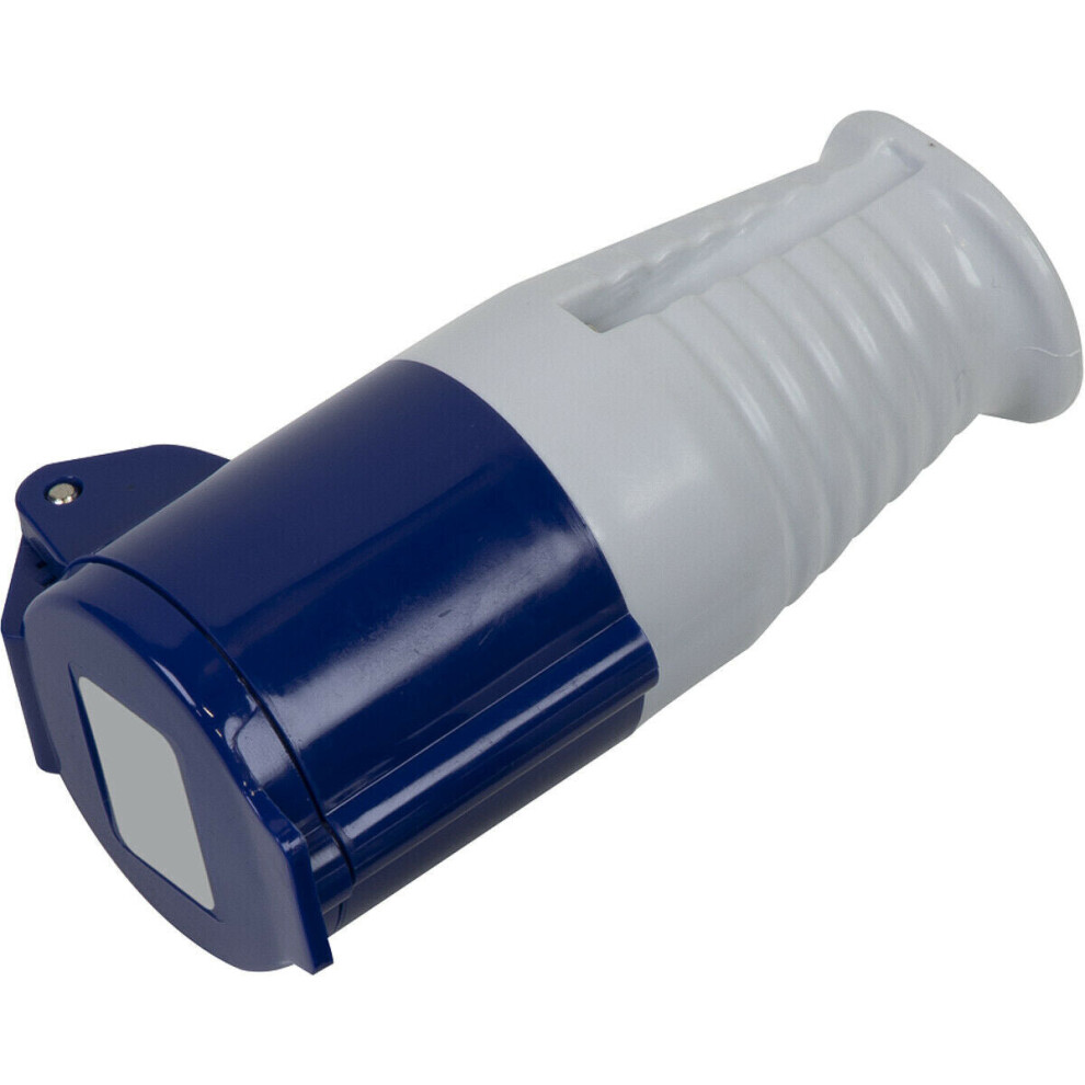 Loops 230V Plug Socket - Suitable For 2P+E 16A Connectors - Ip44 Rated Site Plug Blue